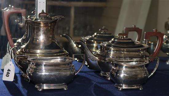 A Harrods four piece silver plated tea set.